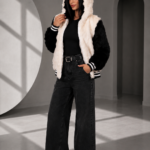 BLACK AND WHITE REX RABBIT FUR JACKET
