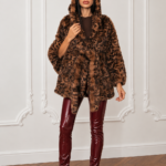 BELTED ANIMAL PRINT REX RABBIT FUR ETOL WITH HOOD