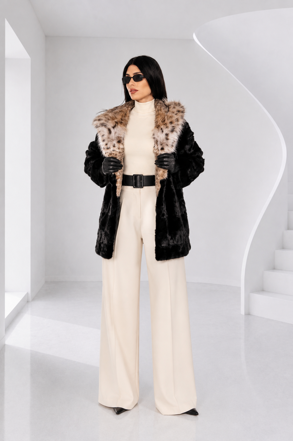 101CDD07-8B33-4329-9FFD-6F273281D0BE BLACK MINK AND LYNX FUR JACKET - Image 1