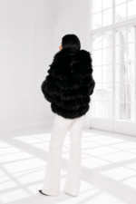 SHORT BLACK FOX FUR JACKET WITH A HOOD - Image 3