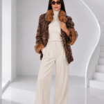 BEIGE SHORT ASTRAKHAN AND FOX FUR JACKET