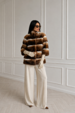 SHORT BROWN RABBIT FUR JACKET