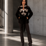 BROWN MINK AND REX RABBIT FUR JACKET