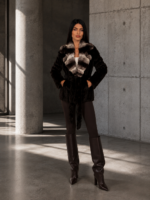 BROWN MINK AND REX RABBIT FUR JACKET
