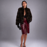 SHORT BROWN MINK FUR JACKET