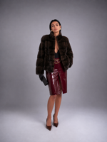 SHORT BROWN MINK FUR JACKET