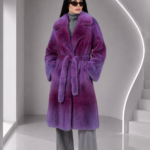 LONG BELTED PURPLE MINK FUR JACKET