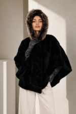 BLACK BEAVER AND FOX FUR CAPE