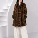 LONG ANIMAL PRIND MINK AND SABLE FUR JACKET
