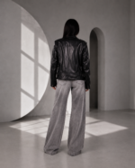 BLACK OVERSIZED LEATHER JACKET - Image 2