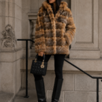 RED AND SILVER FOX FUR JACKET WITH HOOD