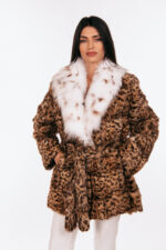 ANIMAL PRINT MINK AND LYNX FUR JACKET