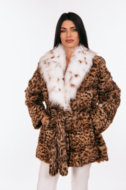 ANIMAL PRINT MINK AND LYNX FUR JACKET