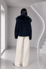 BLUE SHORT ASTRAKHAN AND CHINCILLA FUR JACKET - Image 2