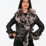 BLACK LEATHER AND FOX JACKET
