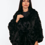 Μαύρη κάπα από γούνα μίνκ με κουκούλα