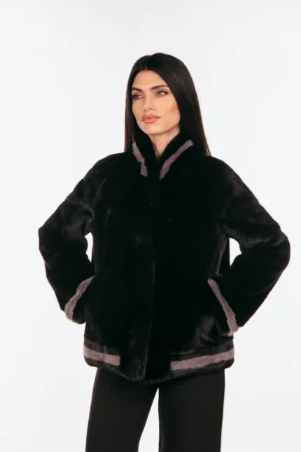 BLACK MINK FUR JACKET STAR