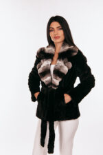 BROWN MINK AND REX RABBIT FUR JACKET