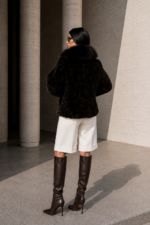 BROWN SHORT ASTRAKHAN AND FOX FUR JACKET - Image 2