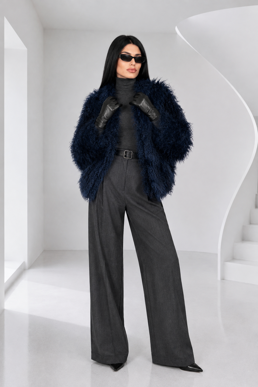 CDAD3755-63E0-4211-83FE-FBB45E108432 BLUE MONGOLIAN FUR JACKET - Image 1