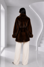 BELTED BROWN MINK FUR JACKET - Image 2