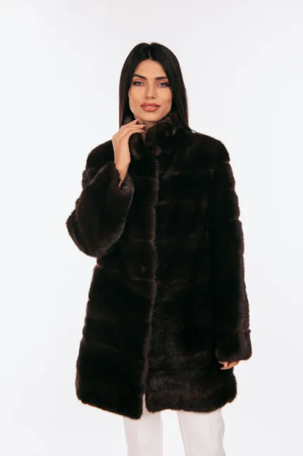 DARK BROWN MINK FUR JACKET
