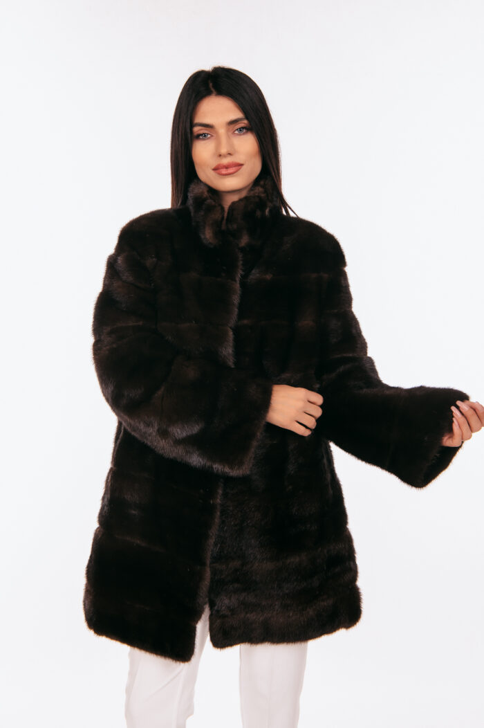 DARK BROWN MINK FUR JACKET - Image 2