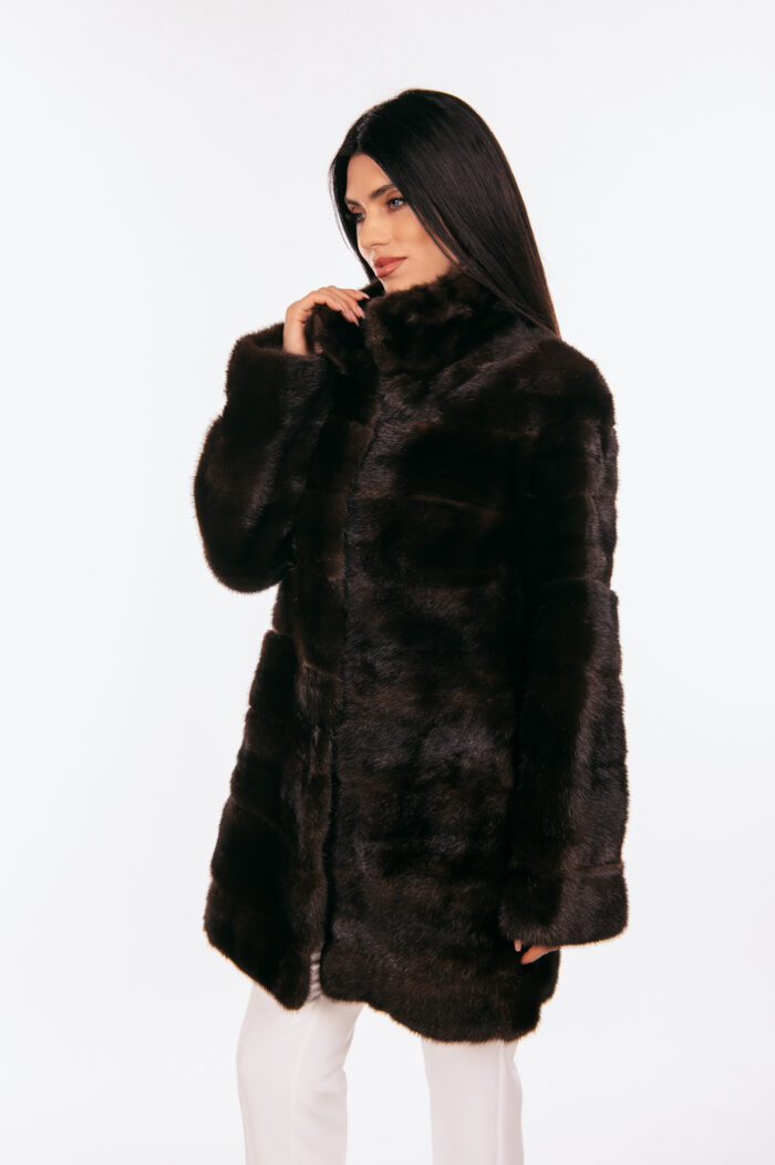 DARK BROWN MINK FUR JACKET - Image 3