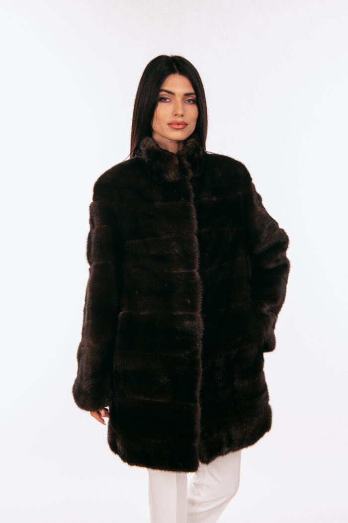 DARK BROWN MINK FUR JACKET - Image 4