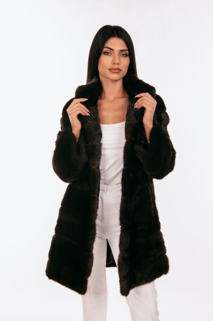 DARK BROWN MINK FUR JACKET - Image 7