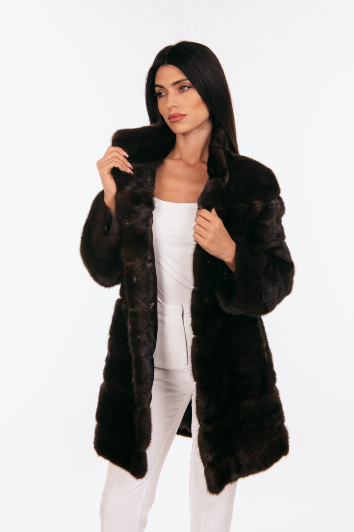 DARK BROWN MINK FUR JACKET - Image 8
