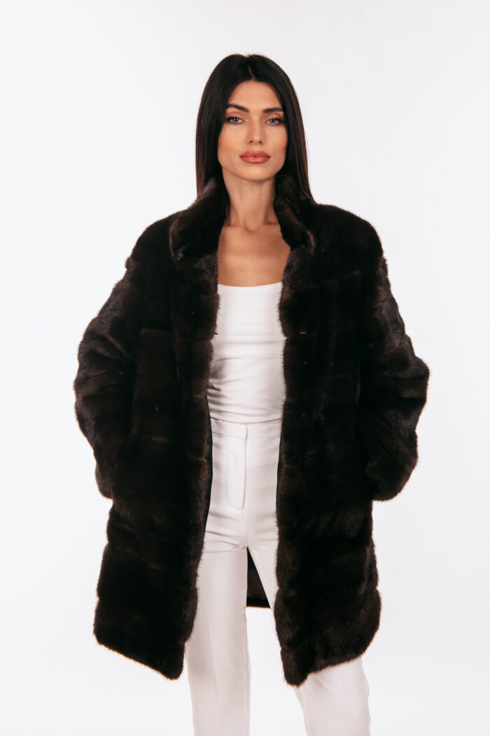 DARK BROWN MINK FUR JACKET - Image 9