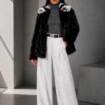 BLACK SHORT MINK AND CHINCILLA FUR JACKET