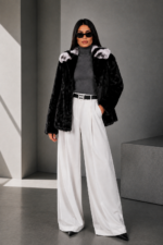 BLACK SHORT MINK AND CHINCILLA FUR JACKET