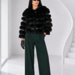 SHORT BLACK FOX FUR JACKET