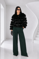 SHORT BLACK FOX FUR JACKET