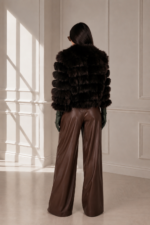 SHORT BROWN FOX FUR JACKET - Image 2