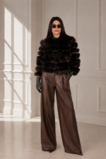 SHORT BROWN FOX FUR JACKET