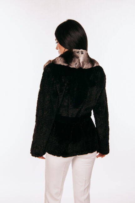 BROWN MINK AND REX RABBIT FUR JACKET