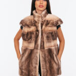 Γούνινο γιλέκο μινκ σε παλαινό και σκούρο καφέ χρώμα