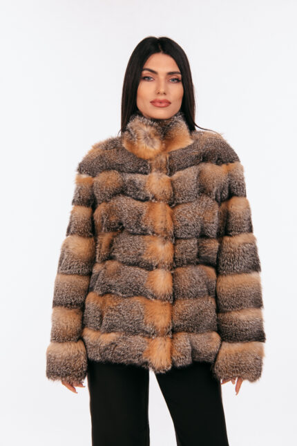 RED AND SILVER FOX FUR JACKET