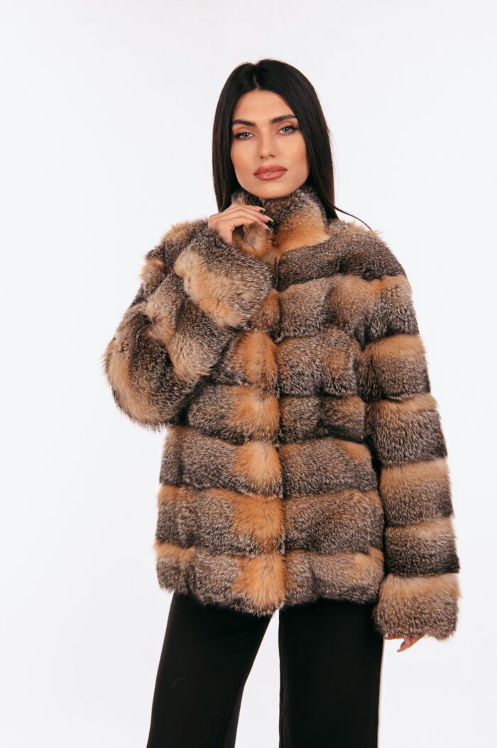 RED AND SILVER FOX FUR JACKET - Image 3