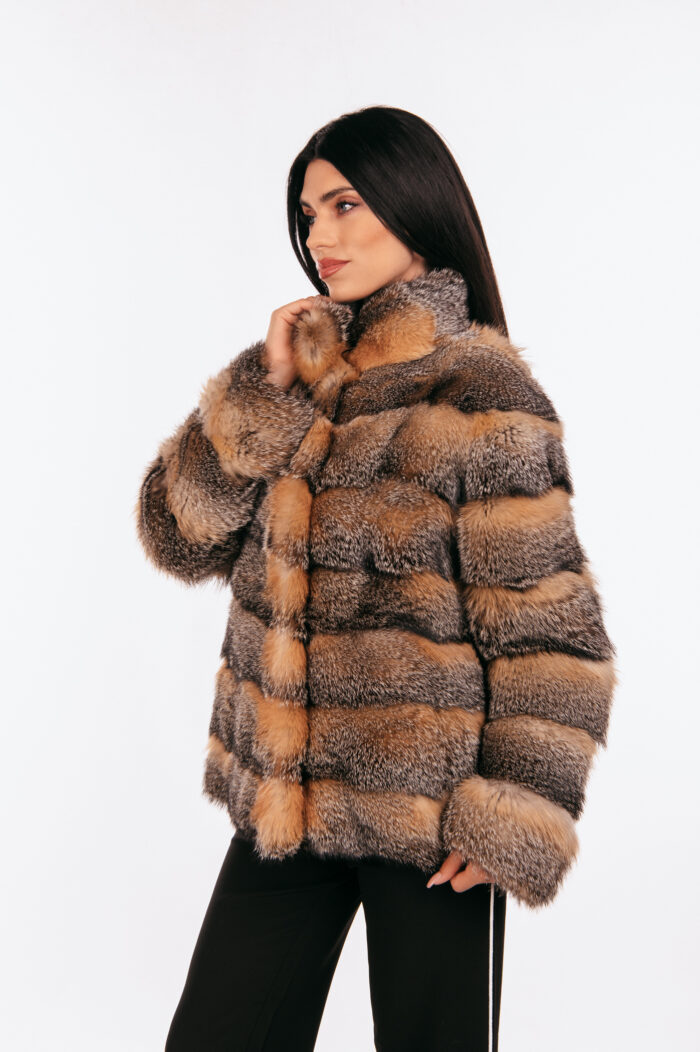 RED AND SILVER FOX FUR JACKET - Image 5