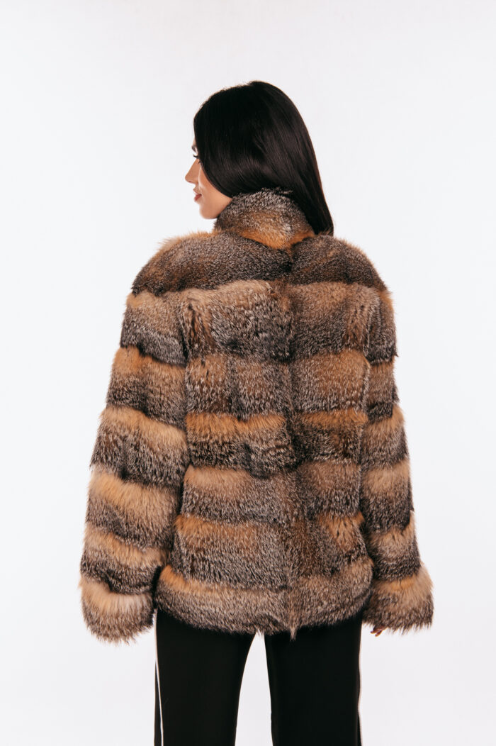 RED AND SILVER FOX FUR JACKET - Image 6