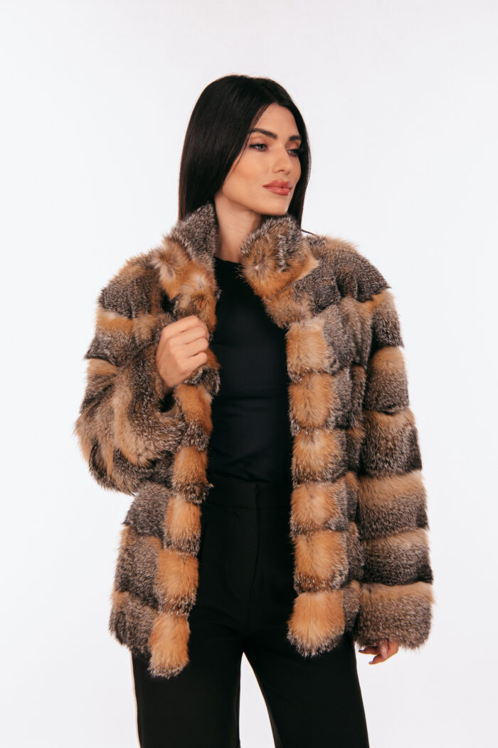 RED AND SILVER FOX FUR JACKET - Image 7