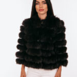 SHORT BROWN FOX FUR JACKET
