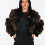 Κοντό τζάκετ από καφέ γούνα αλεπούς