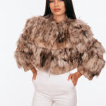 Κοντό τζάκετ από γούνα αλεπούς σε απόχρωση παλομίνο