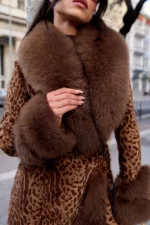 Γούνινο μπουφάν αλεπούς με animal print - Image 2