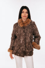 BEIGE SHORT ASTRAKHAN AND FOX FUR JACKET - Image 2